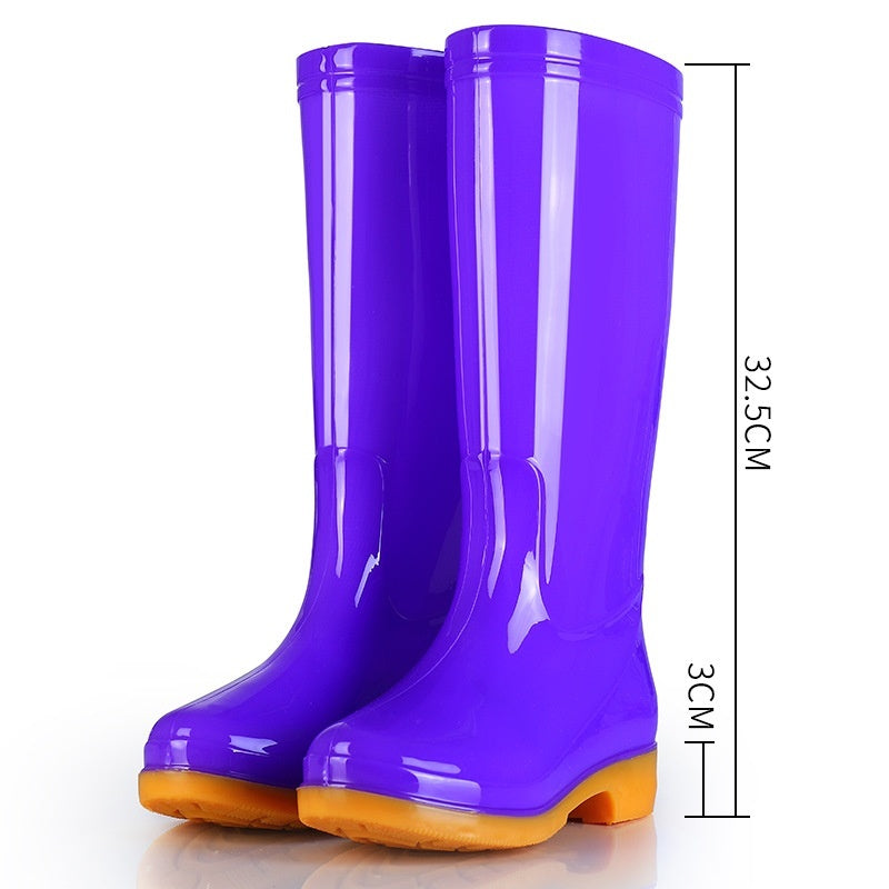 Women's Rain Boots Mid-high Tube Fashion Velvet Padded Thick Rain Boots Warm Winter Rain Boots Non-slip Adult