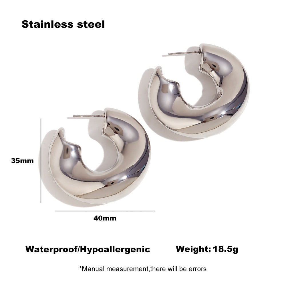 Women's Simple High-grade Hollow Irregular Stainless Steel Earrings