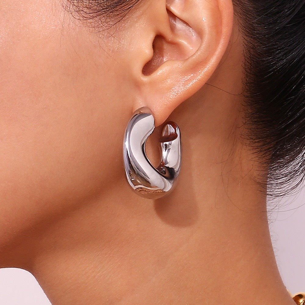 Women's Simple High-grade Hollow Irregular Stainless Steel Earrings