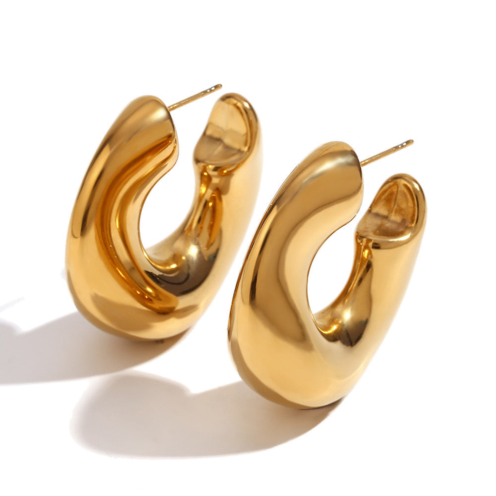 Women's Simple High-grade Hollow Irregular Stainless Steel Earrings