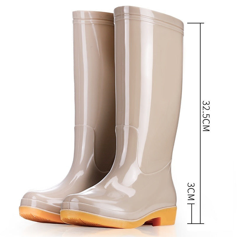 Women's Rain Boots Mid-high Tube Fashion Velvet Padded Thick Rain Boots Warm Winter Rain Boots Non-slip Adult