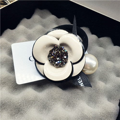 Camellia rhinestone pearl hair ornament