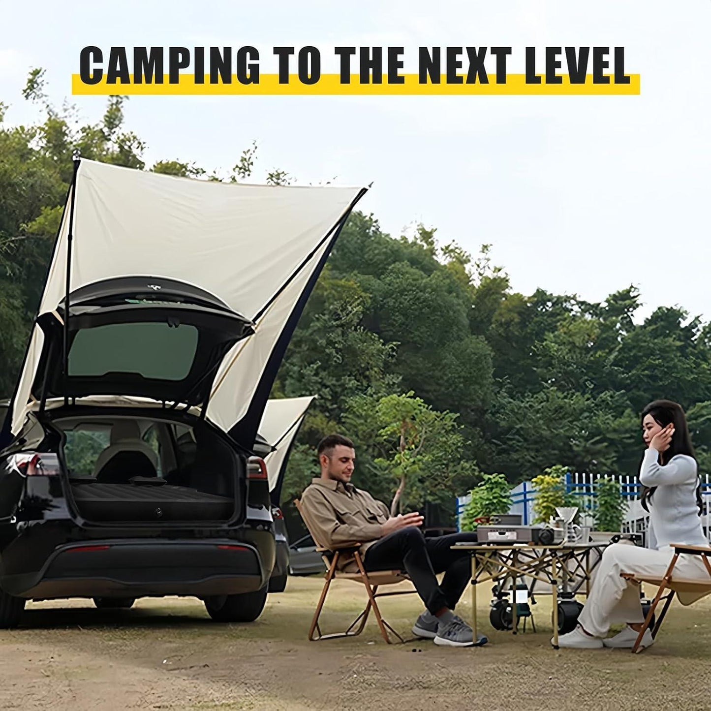 T ESLA Model Y Mattress- Inflatable Camping Bed Air Mattress For Model Y And SUV Travel,Foldable Air Mattress With Air Pump, 2 Air Pillows, And Storage Bag