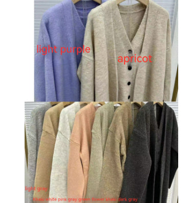 Long Sleeve Knitted Cardigan Vest High Waist Pants Three-piece Suit