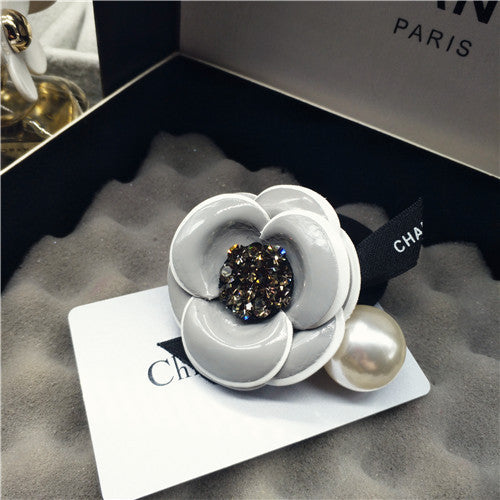 Camellia rhinestone pearl hair ornament