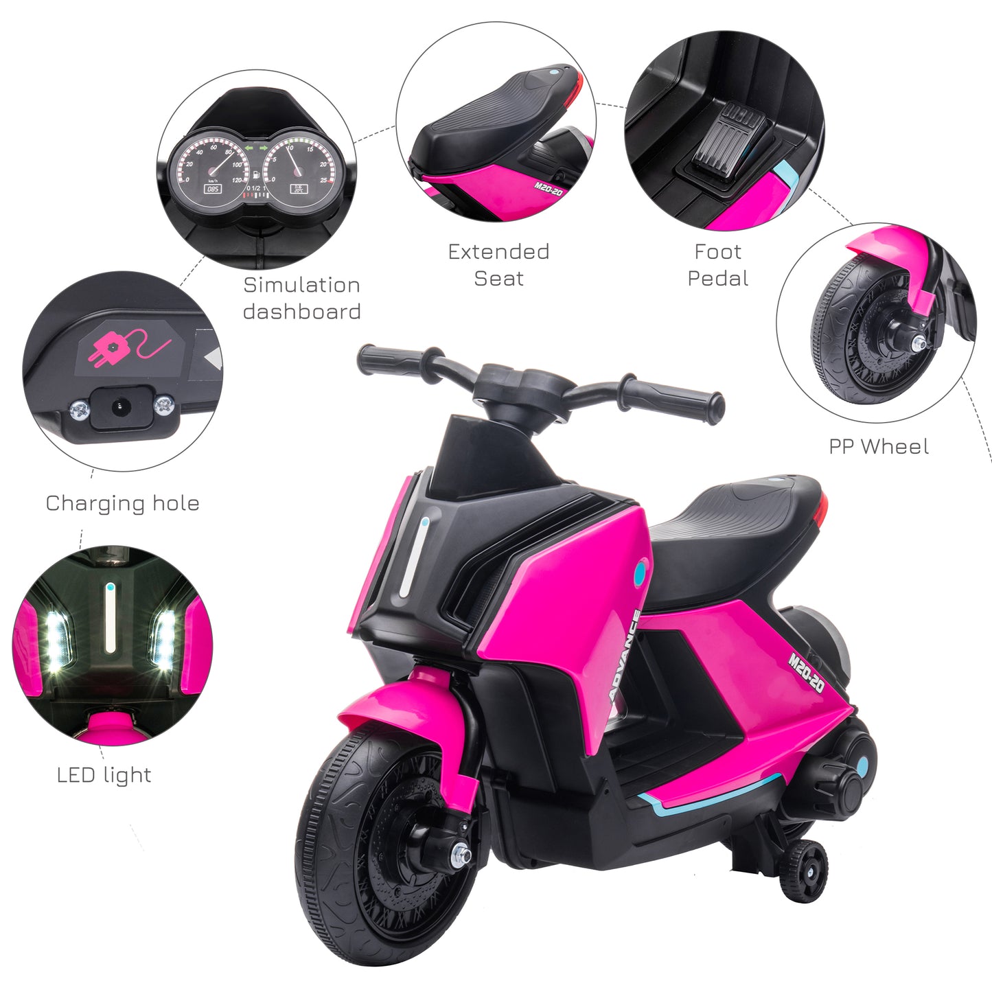 6V Kids Motorcycle Dirt Bike Electric Battery-Powered Ride-On Toy Off-road Street Bike with Music