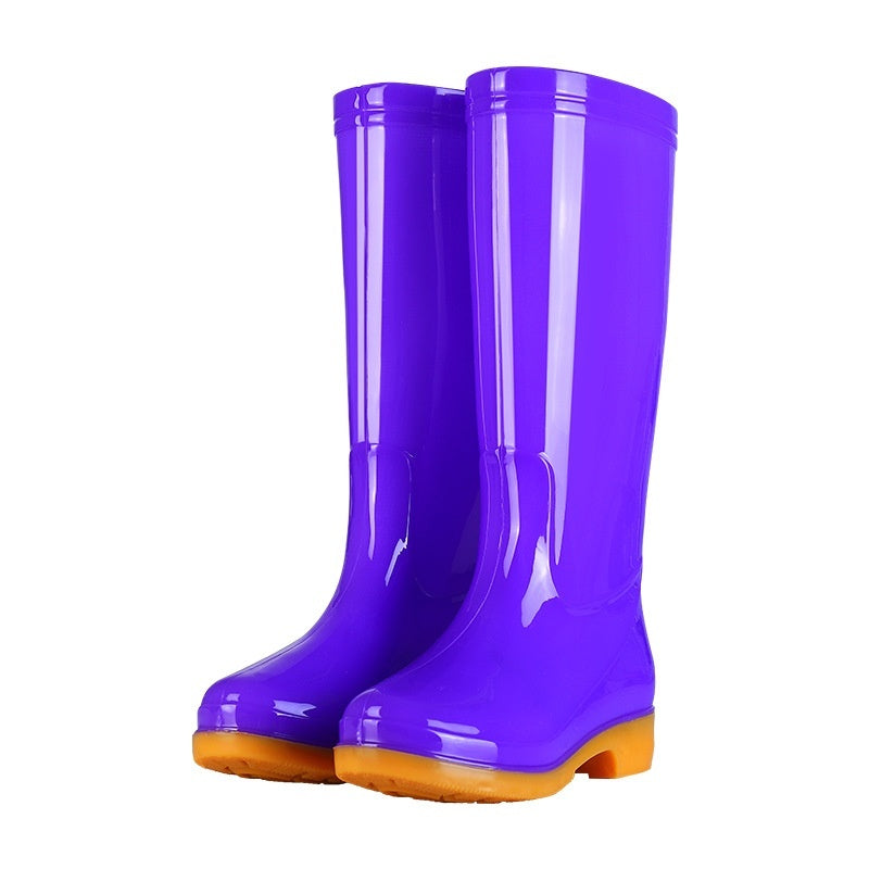 Women's Rain Boots Mid-high Tube Fashion Velvet Padded Thick Rain Boots Warm Winter Rain Boots Non-slip Adult