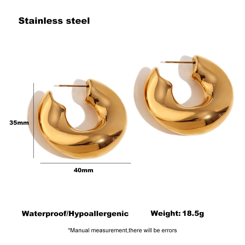 Women's Simple High-grade Hollow Irregular Stainless Steel Earrings