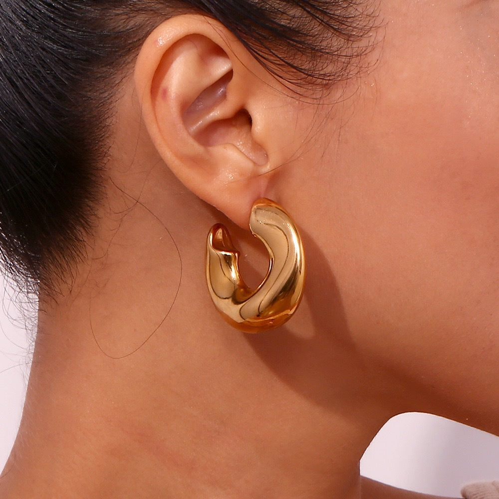Women's Simple High-grade Hollow Irregular Stainless Steel Earrings