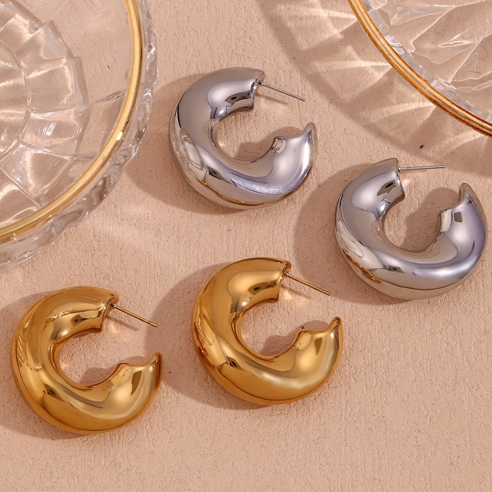 Women's Simple High-grade Hollow Irregular Stainless Steel Earrings
