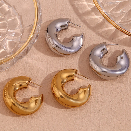 Women's Simple High-grade Hollow Irregular Stainless Steel Earrings