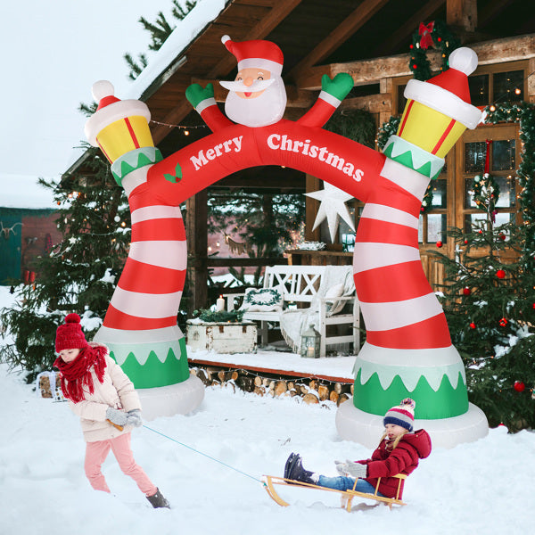 8.9ft Christmas Arch, 7 LED Lights, Drawstring Pockets, Christmas Inflatable Arch