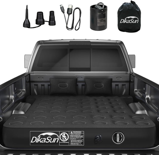 Cordless Air Pump Truck Bed Mattress, Fits 5.5'-5.8' Short Beds, Reinforced Support & Stability, Fast Inflation Deflation, All-in-One For Camping & Travel, Compact Storage