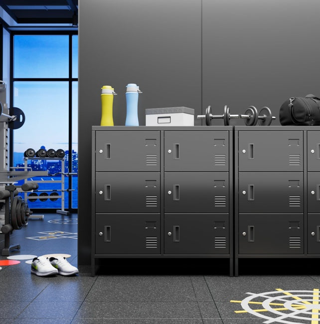 6Doors Metal Storage Locker With Card Slot,Metal Locker For Employees With Keys And Ventilation Holes,Suitable For Office, Home, Bank, School,Gym,Requires Installation,Black