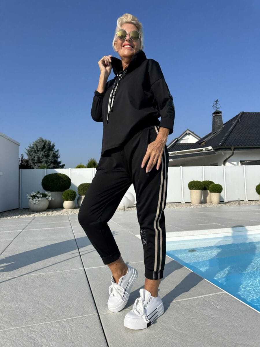 Round Neck Long Sleeve Braiding Stitching Trousers Suit
